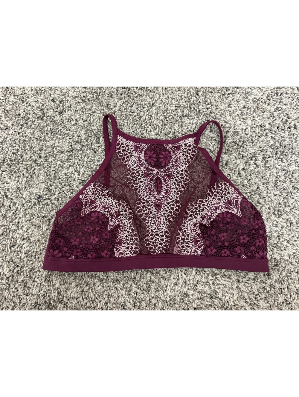 Victoria’s Secret Body by Victoria Burgundy Lace High Neck Bralette Size L